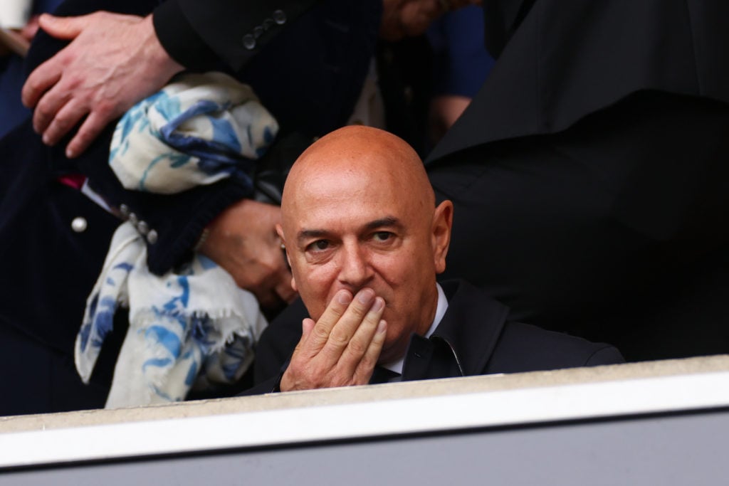Tottenham Hotspur Chairman Daniel Levy looks on from the stands with his hand over his mouth