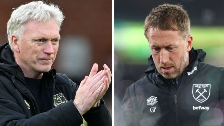 Everton manager David Moyes and West Ham boss Graham Potter.