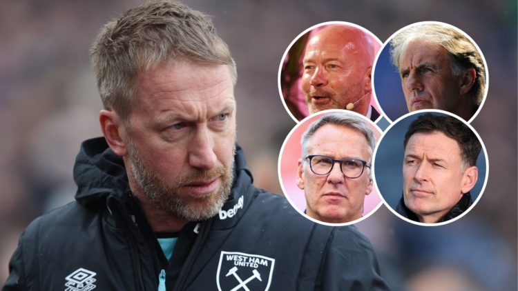 West Ham boss Graham Potter. Inset, pundits Alan Shearer, Mark Lawrenson, Paul Merson and Chris Sutton.