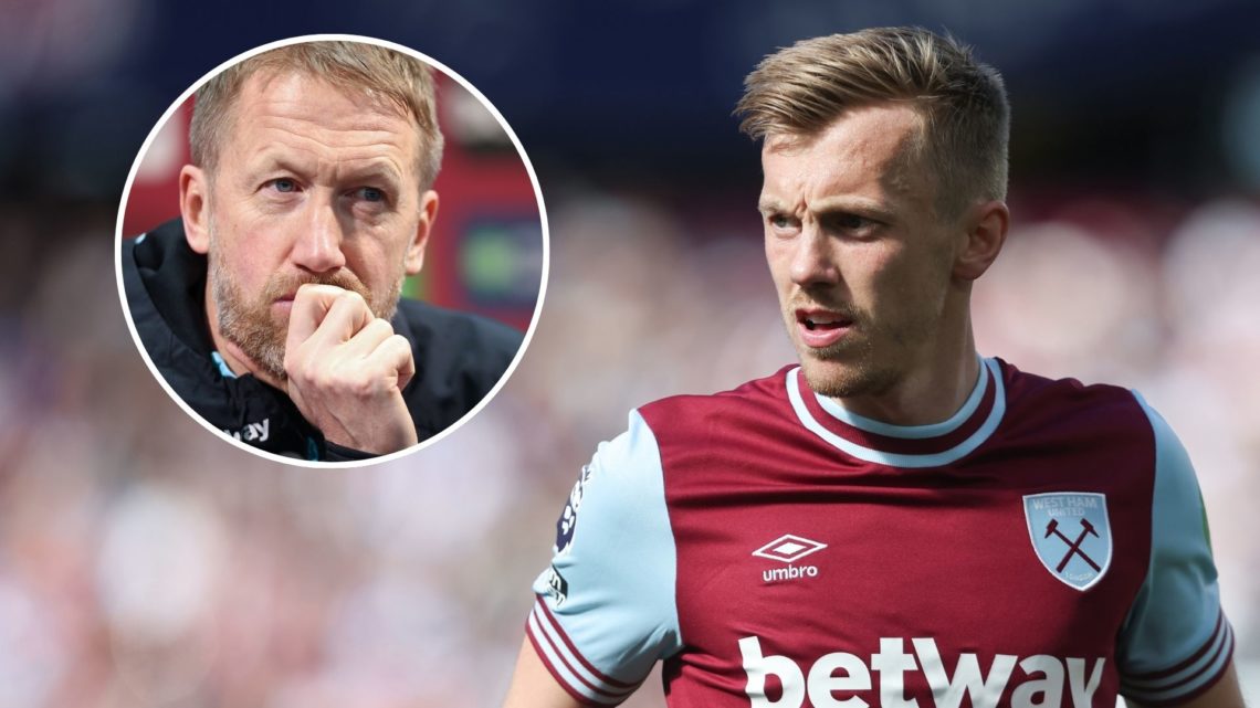 West Ham midfielder James Ward-Prowse. Inset, Hammers head coach Graham Potter.