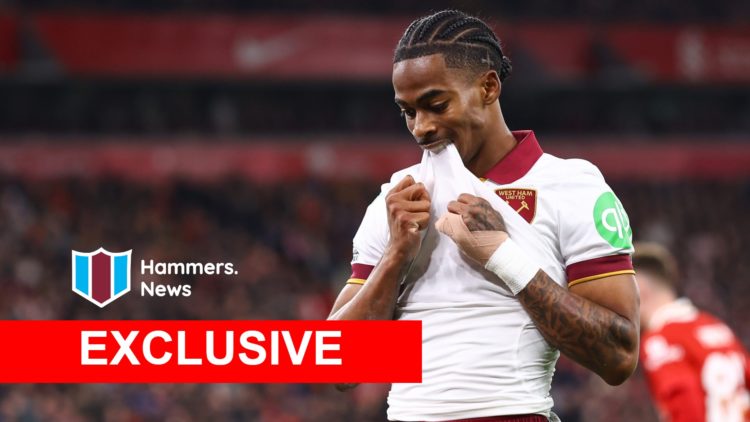 West Ham star Crysencio Summerville when he first picked up his troublesome hamstring injury