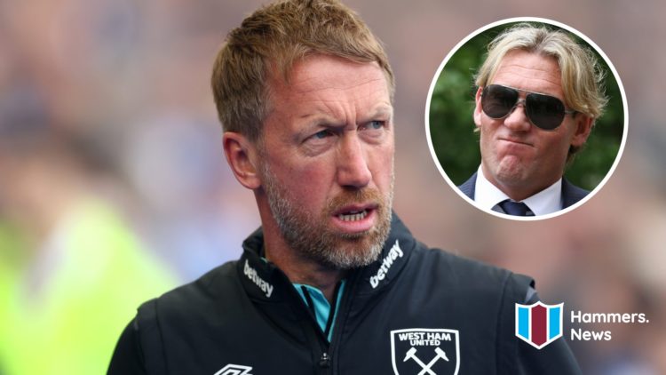 West Ham head coach Graham Potter. Inset, pundit Simon Jordan