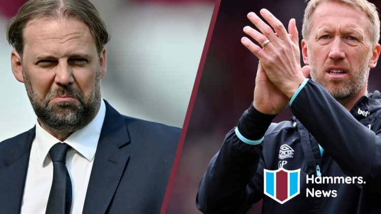 Former West Ham technical director Tim Steidten and head coach Graham Potter.