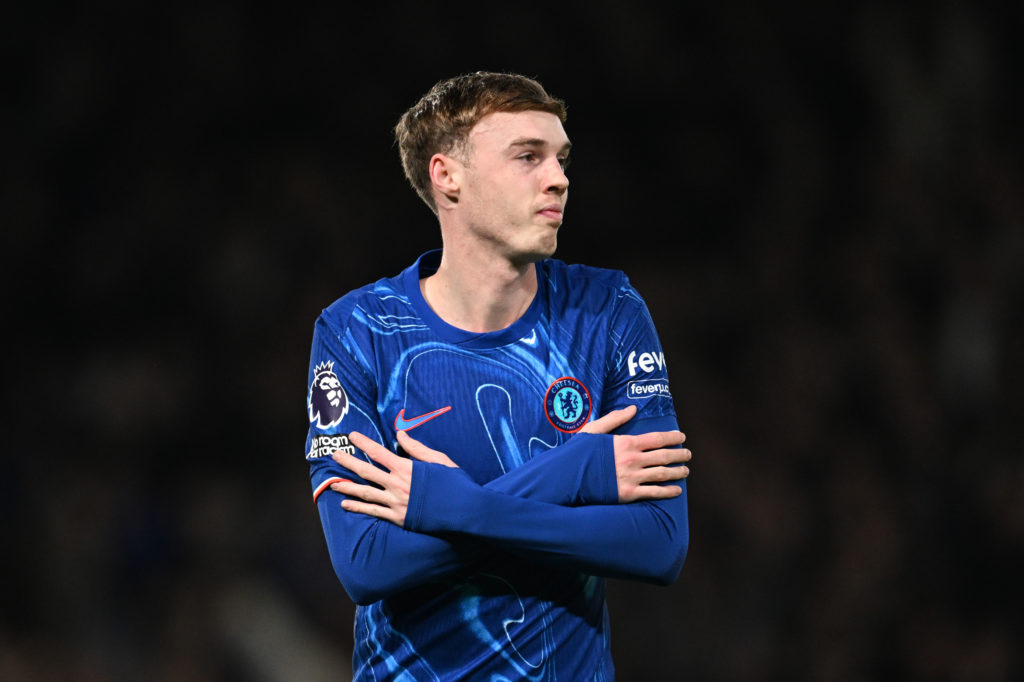 Cole Palmer does his 'cold' Palmer celebration after scoring for Chelsea