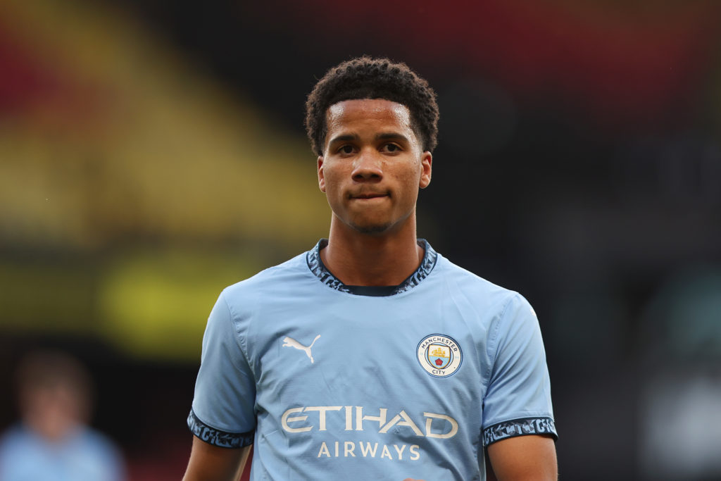Divine Mukasa in action for Man City vs Watford in The FA Youth Cup