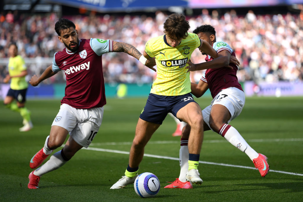 Tyler Dibling during West Ham United FC v Southampton FC - Premier League