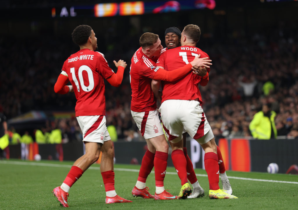 Anthony Elanga, Chris Wood and co celebrate during Tottenham Hotspur FC v Nottingham Forest FC - Premier League