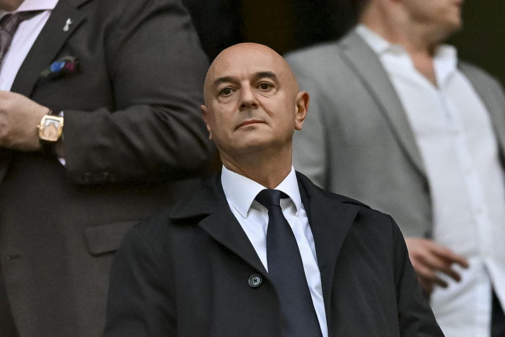 Spurs chairman Daniel Levy watches on from the stands