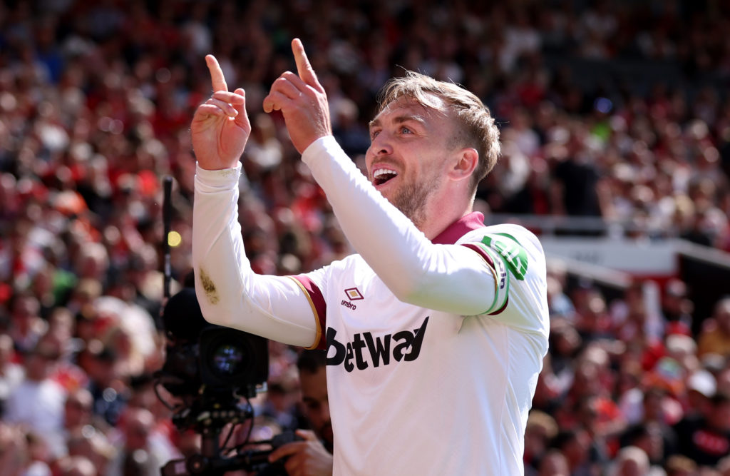 Jarrod Bowen celebrates during Manchester United FC v West Ham United FC - Premier League