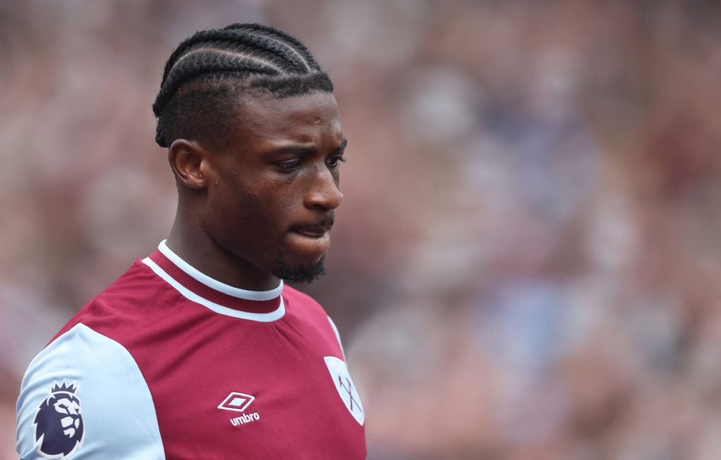 Mohammed Kudus looks focused as he takes to the field for West Ham's Premier League clash with Nottingham Forest