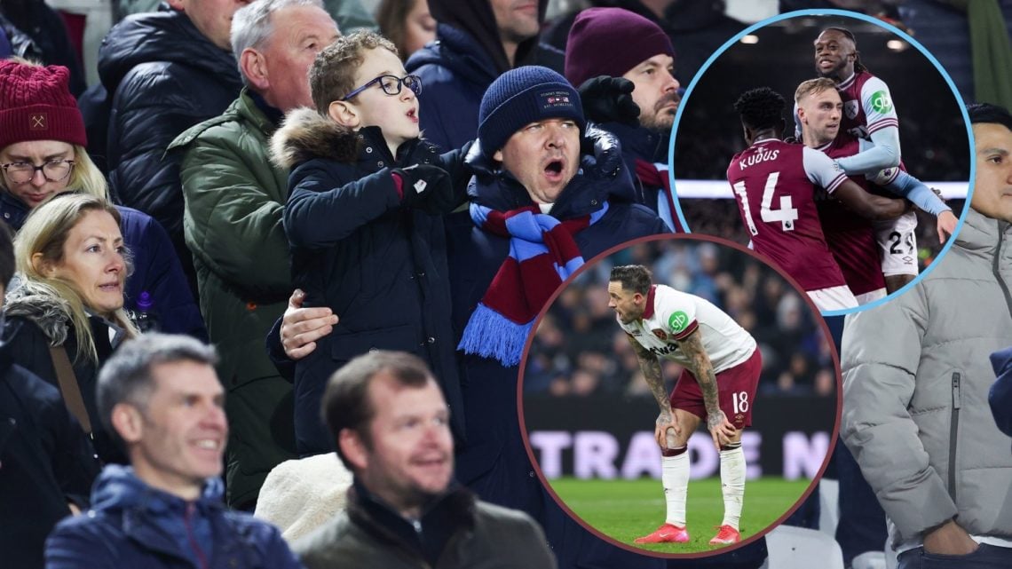 Main image, West Ham fans yawn during the Premier League match between West Ham United and Brighton & Hove Albion at London Stadium on January 2, 2...