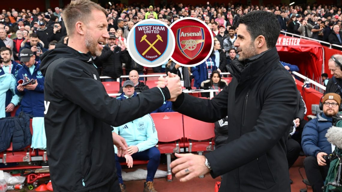 West Ham head coach Graham Potter embraces Arsenal boss Mikel Arteta