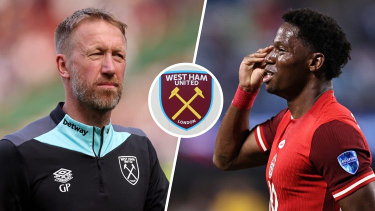 West Ham head coach Graham Potter and Canada striker Jonathan David