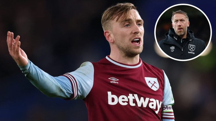 West Ham captain Jarrod Bowen. Inset, Hammers head coach Graham Potter