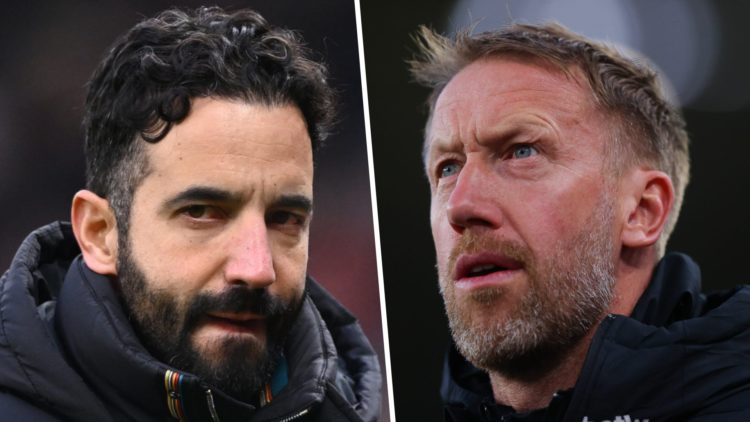 Manchester United boss Ruben Amorim and West Ham head coach Graham Potter