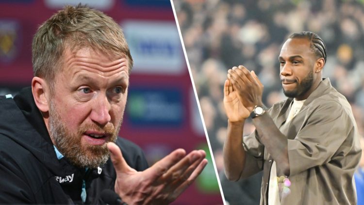 West Ham head coach Graham Potter and striker Michail Antonio