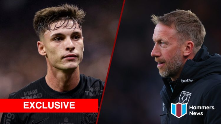 Split image showing Corinthians midfielder Breno Bidon and West Ham manager Graham Potter