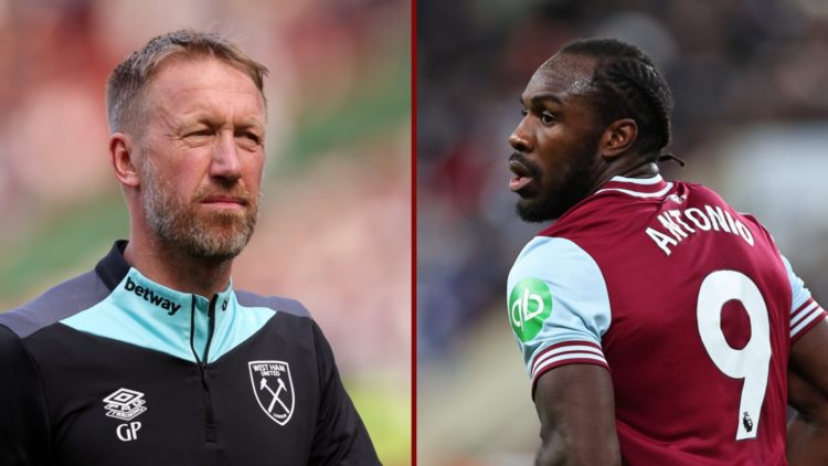 Split image showing West Ham United manager Graham Potter and striker Michail Antonio