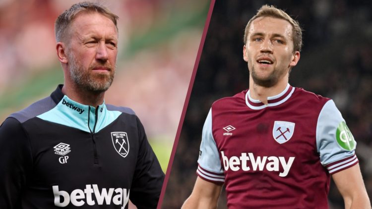 West Ham head coach Graham Potter and Tomas Soucek