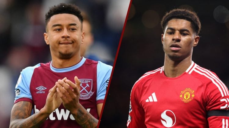 Split image showing former West Ham midfielder Jesse Lingard and Manchester United forward Marcus Rashford