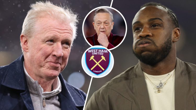 Jamaica boss Steve McClaren and West Ham star Michail Antonio. Inset, Hammers chief David Sullivan and the club crest