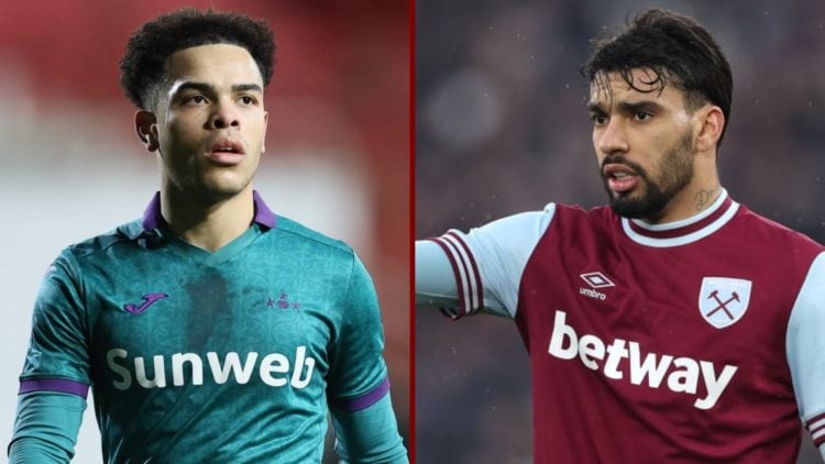 Split image showing Anderlecht midfielder Mario Stroeykens and West Ham star Lucas Paqueta