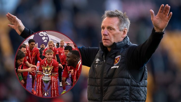 Main image, First team coach Stuart Pearce helps warm the players up before the Premier League match between Wolverhampton Wanderers and West Ham U...
