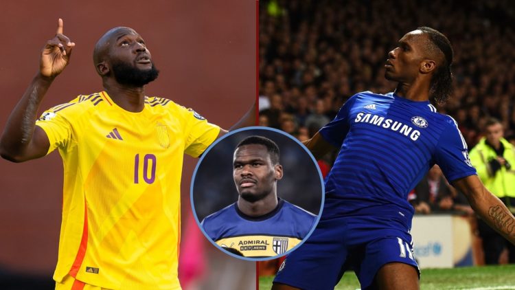 Left image, Romelu Lukaku of Belgium celebrates after scoring the team's first goal during the FIFA 2026 World Cup Qualifier match between Belgium ...