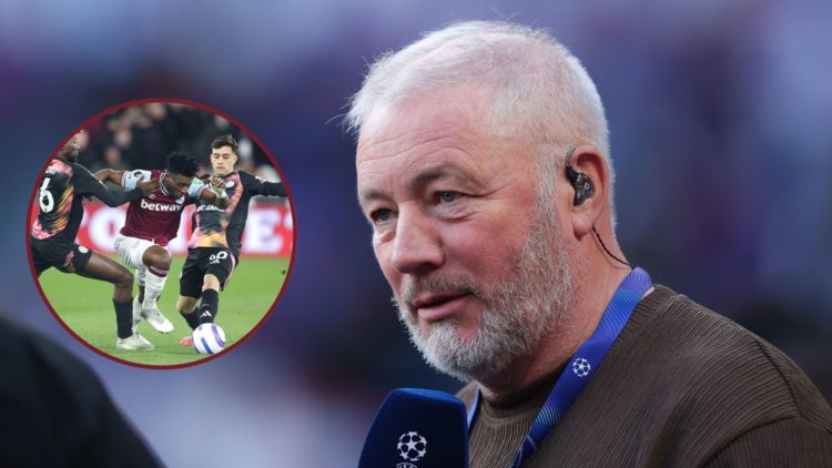 Main image, TNT Sports pundit Ally McCoist during the UEFA Champions League 2024/25 Semi Final Second Leg match between Paris Saint-Germain and Ars...