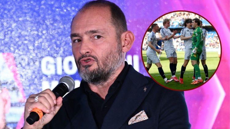 Main image, Gianluca Di Marzio from SKY attends the Social Football Summit 2024 at the Olympic Stadium in Rome, Italy, on November 19, 2024. Inset,...