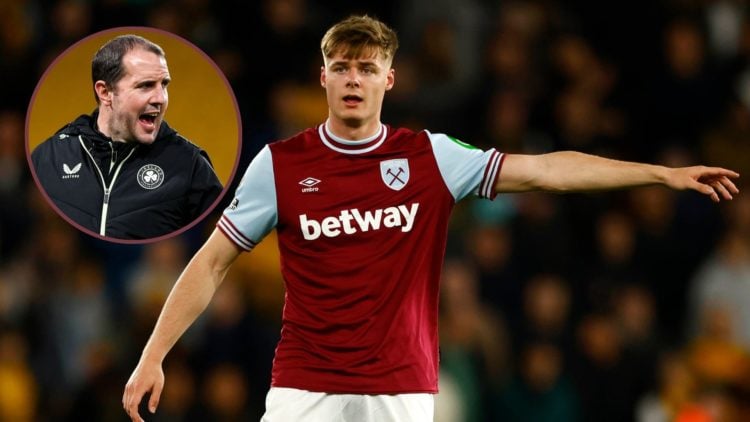 Main image, Evan Ferguson of West Ham United reacts during the Premier League match between Wolverhampton Wanderers FC and West Ham United FC at Mo...