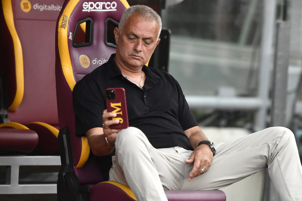 Jose Mourinho coach of AS Roma takes pictures with his