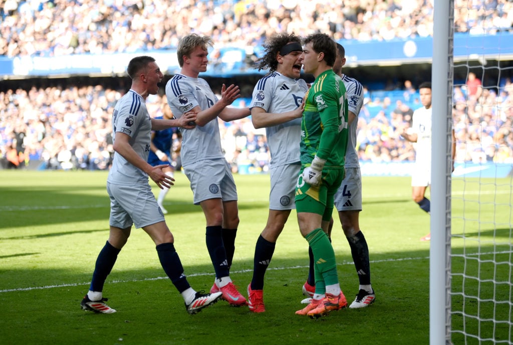 Mads Hermansen celebrates during Chelsea FC v Leicester City FC - Premier League