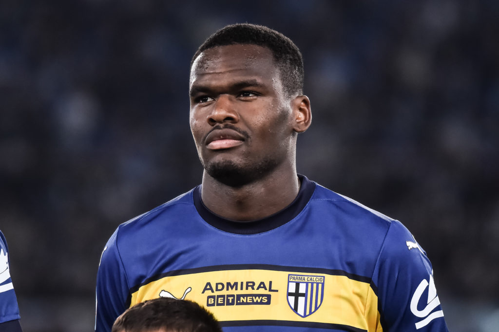 Ange-Yoan Bonny lines up before SS Lazio v Parma in Serie A