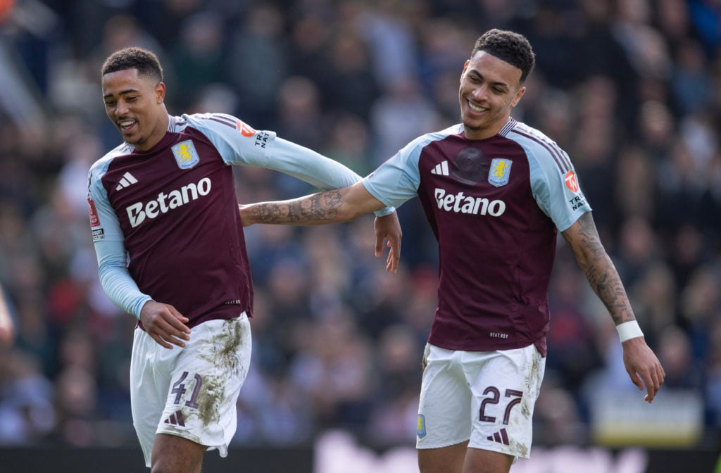 Jacob Ramsey and Morgan Rogers celebrate together after an Aston Villa goal