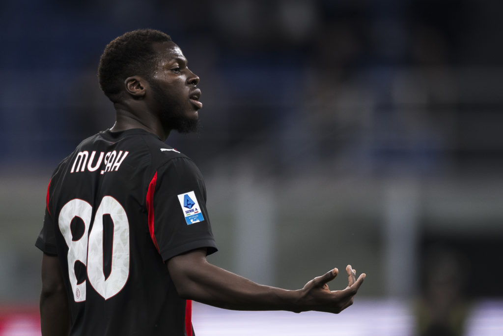 Yunus Musah of AC Milan gestures during the Serie A football