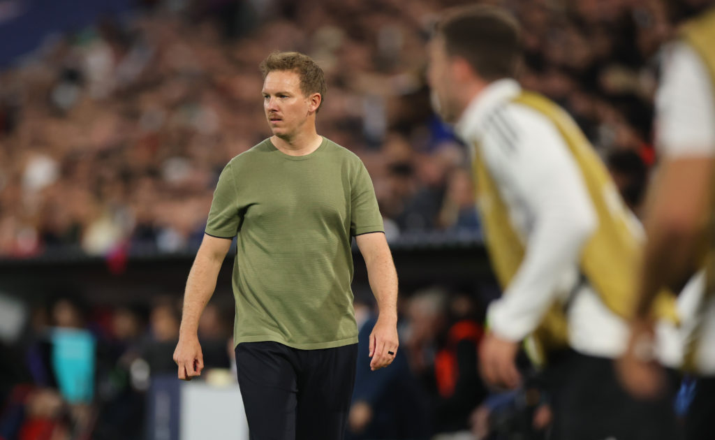 Manager Julian Nagelsmann looks on during Germany v Portugal in the UEFA Nations League 2025 Semi-final