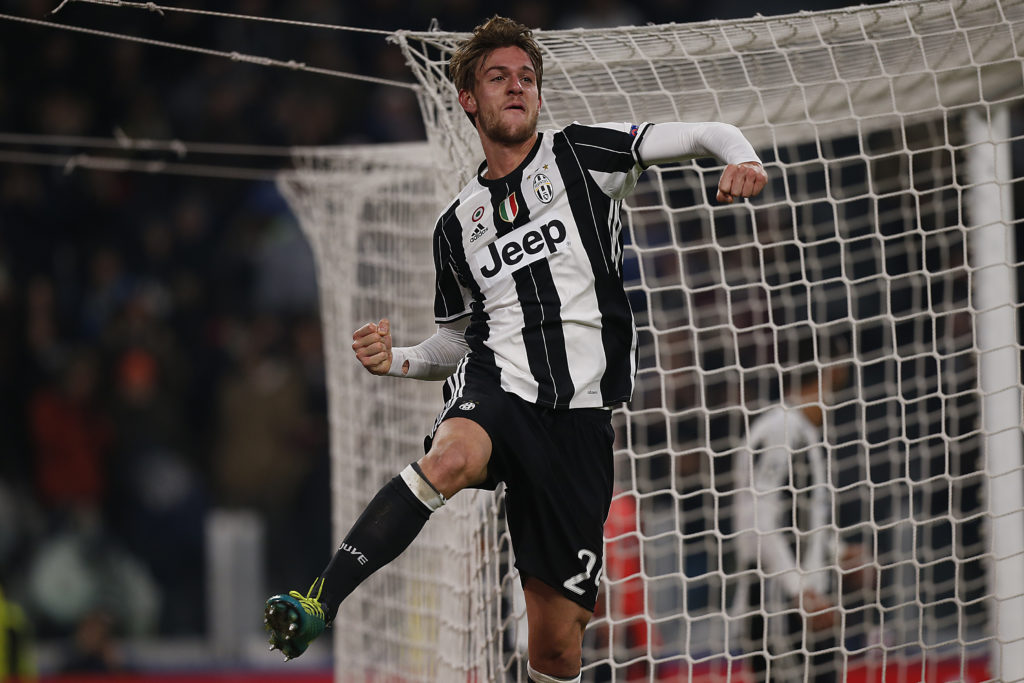 Daniele Rugani scores for Juventus against Dinamo Zagreb in the Champions League