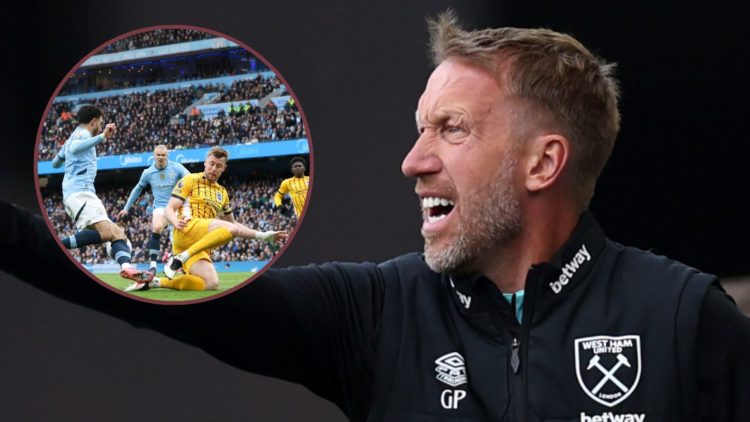 Main image, Graham Potter, Manager of West Ham United, gestures during the Premier League match between Ipswich Town FC and West Ham United FC at P...