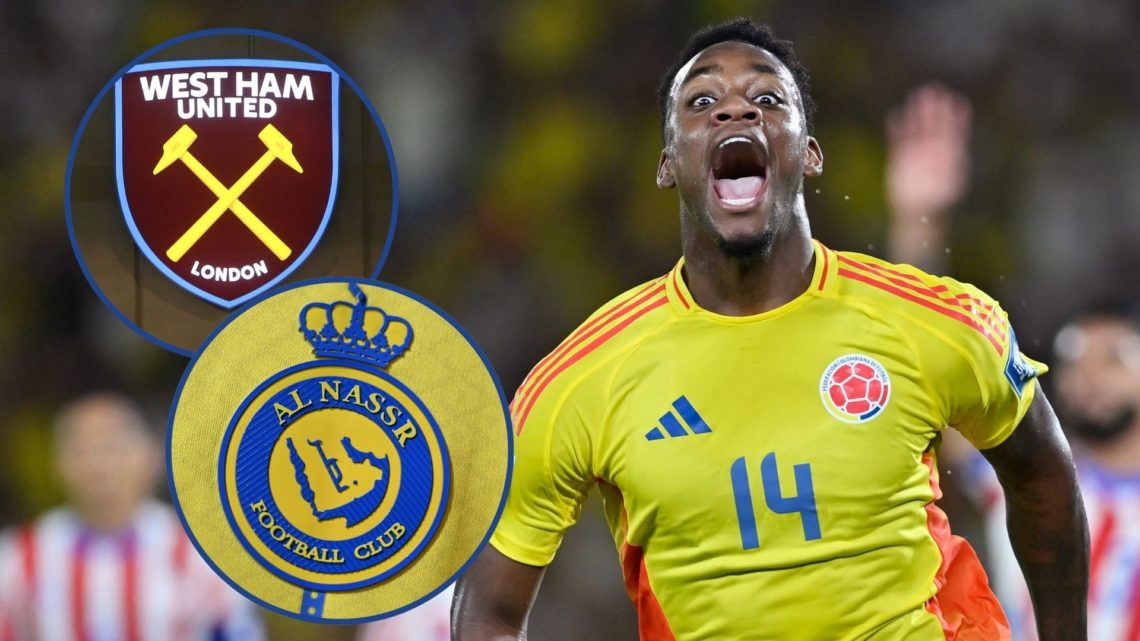Jhon Durán of Colombia celebrates after scoring the team's second goal during the South of American FIFA World Cup 2026 Qualifier between Colombia ...
