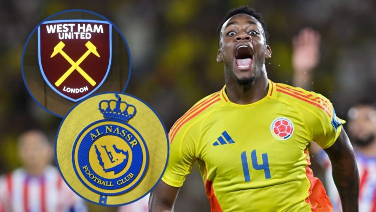 Jhon Durán of Colombia celebrates after scoring the team's second goal during the South of American FIFA World Cup 2026 Qualifier between Colombia ...