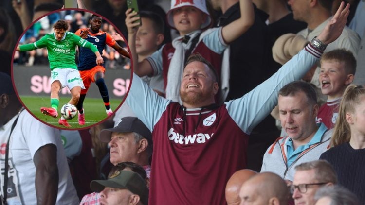 Main image, West Ham fans during the Premier League match between Ipswich Town FC and West Ham United FC at Portman Road on May 25, 2025 in Ipswich...