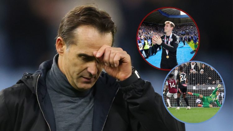 Main image, Julen Lopetegui manager of Wolverhampton Wanderers looks dejected during the Premier League match between Aston Villa and Wolverhampton...