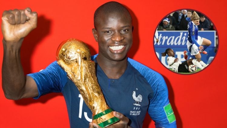Main image, N'Golo Kante of France poses with the Champions World Cup trophy after the 2018 FIFA World Cup Russia Final between France and Croatia ...