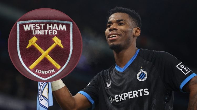 Main image, Raphael Onyedika of Club Brugge scores his team's first goal to make it 1-0 during the UEFA Champions League 2024/25 League Phase MD8 m...