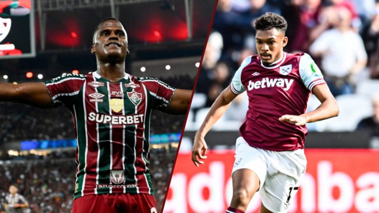Split image showing Fluminense winger Jhon Arias and West Ham teenager Luis Guilherme