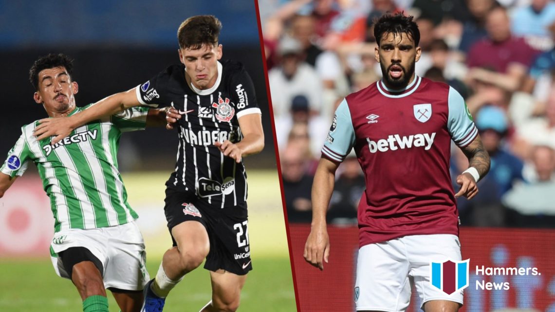 Split image showing Corinthians midfielder Breno Bidon and West Ham ace Lucas Paqueta