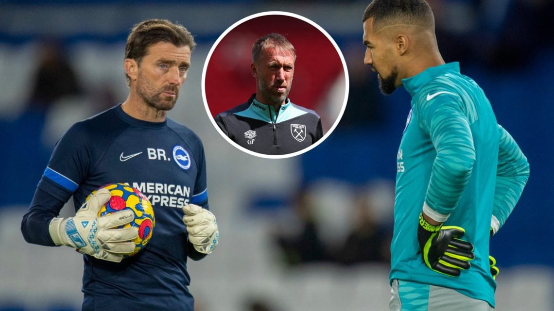 Chelsea goalkeeping coach Ben Roberts with Blues star Robert Sanchez. Inset, West Ham head coach Graham Potter