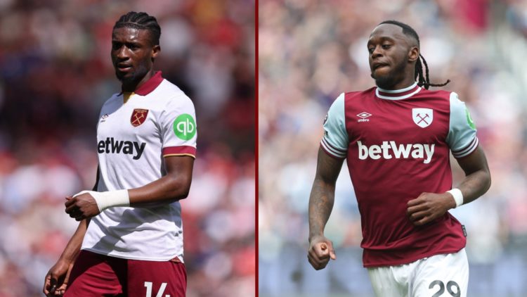 Split image showing West Ham United duo Mohammed Kudus and Aaron Wan-Bissaka