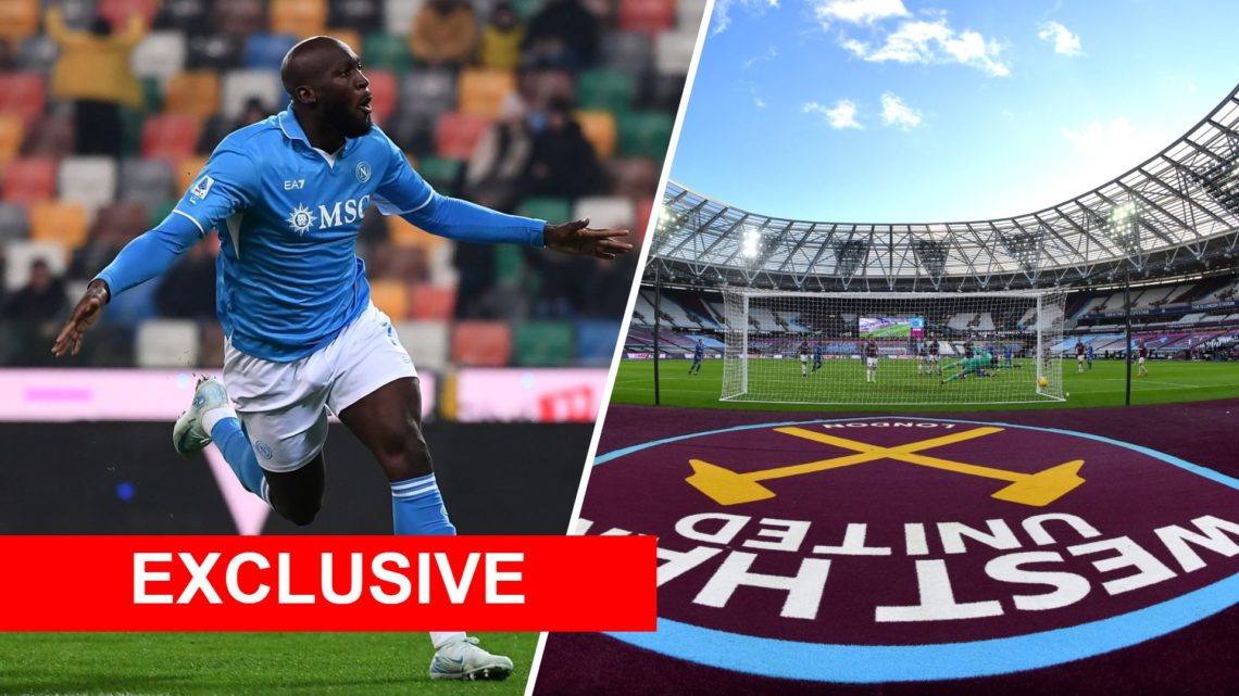 Napoli striker Romelu Lukaku and inside West Ham's London Stadium